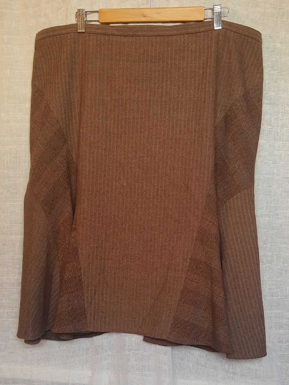 August Max Chocolate Brown Ribbed A-Line Knit Skirt